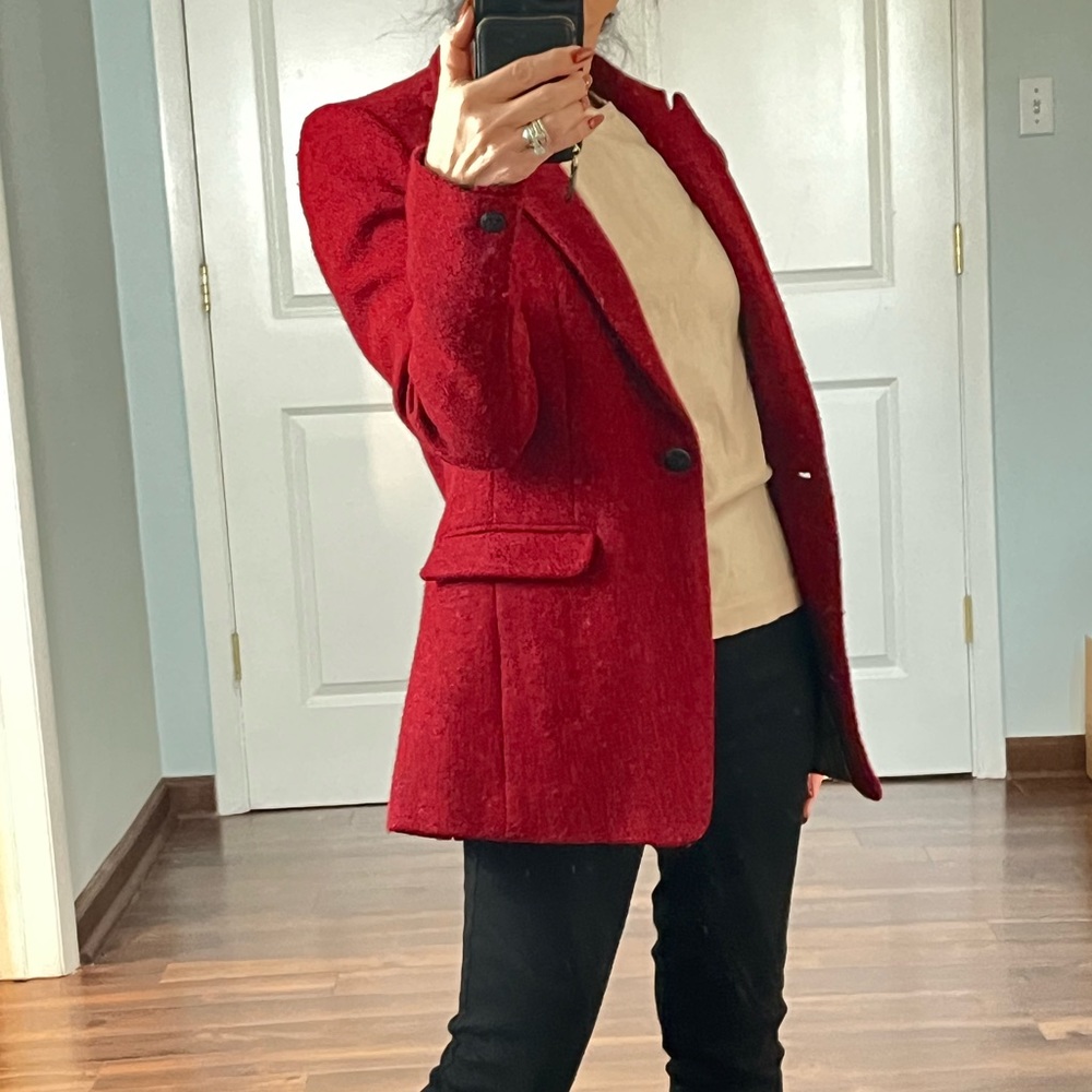 Rag & Bone 100% pure new wool hand woven red tweed blazer jacket size 2 - Picture 4 of 12